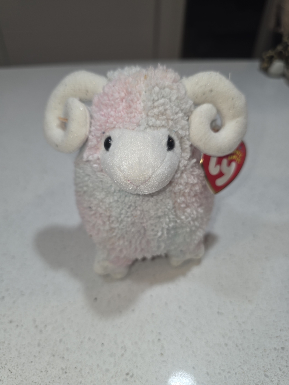 Ty Beanie Plush Pastel Ram - Soft Pink & Cream